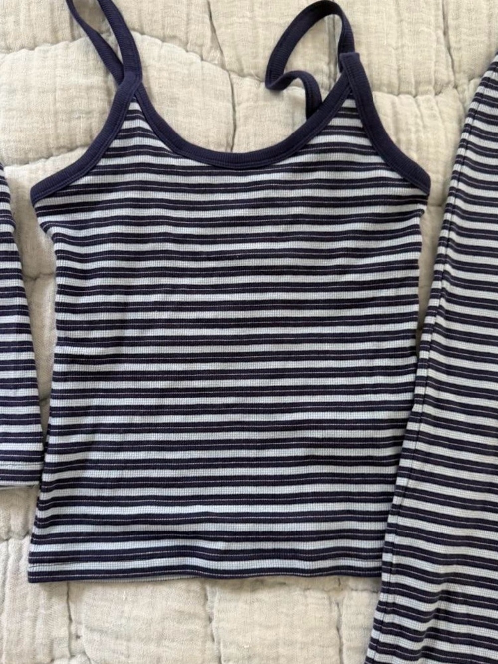 Aritzia Navy and White Striped Ribbed Tank